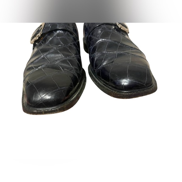 MAURI Alligator BLUE Oxford Monk Strap Alligator Buckle Shoes Men's Size 9 - Picture 9 of 15